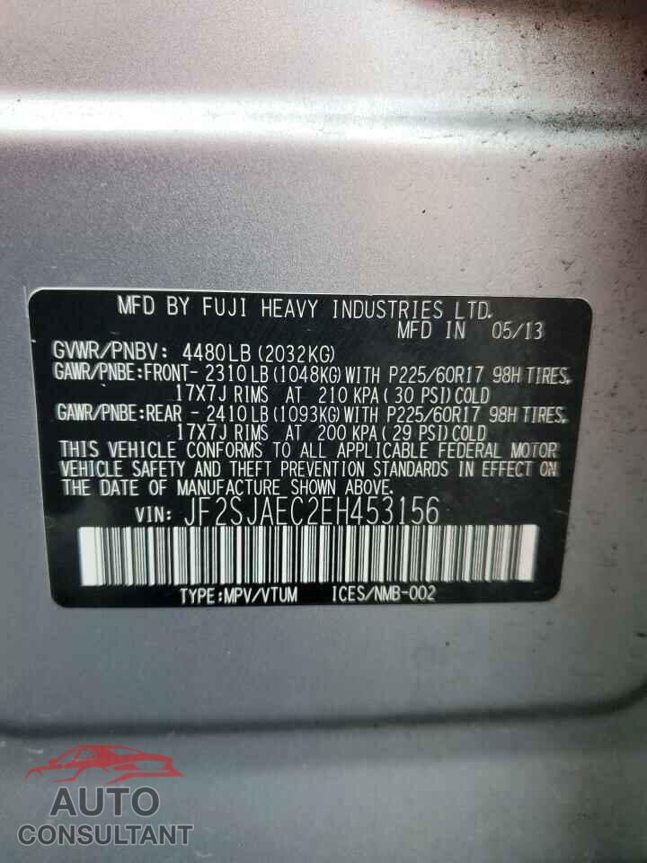 SUBARU FORESTER 2014 - JF2SJAEC2EH453156