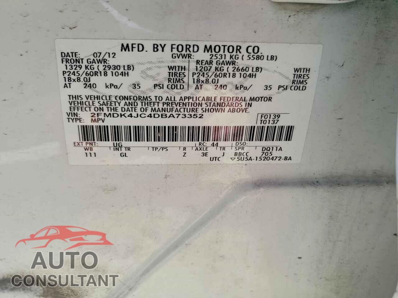 FORD EDGE 2013 - 2FMDK4JC4DBA73352