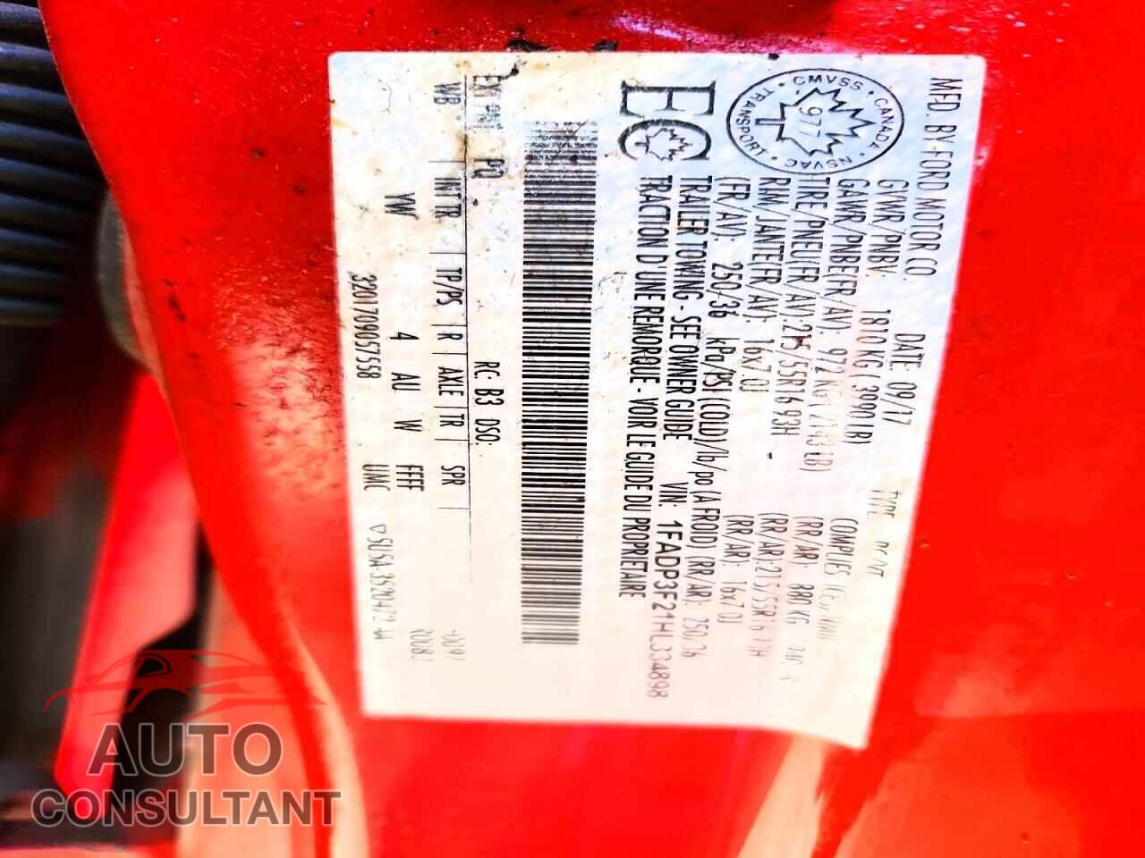 FORD FOCUS 2017 - 1FADP3F21HL334898