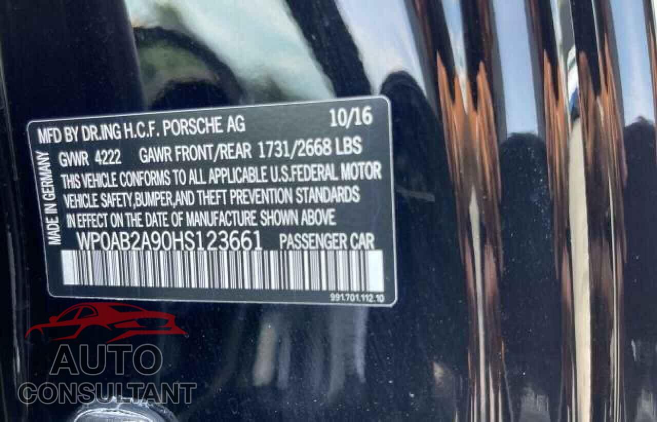 PORSCHE 911 2017 - WP0AB2A90HS123661