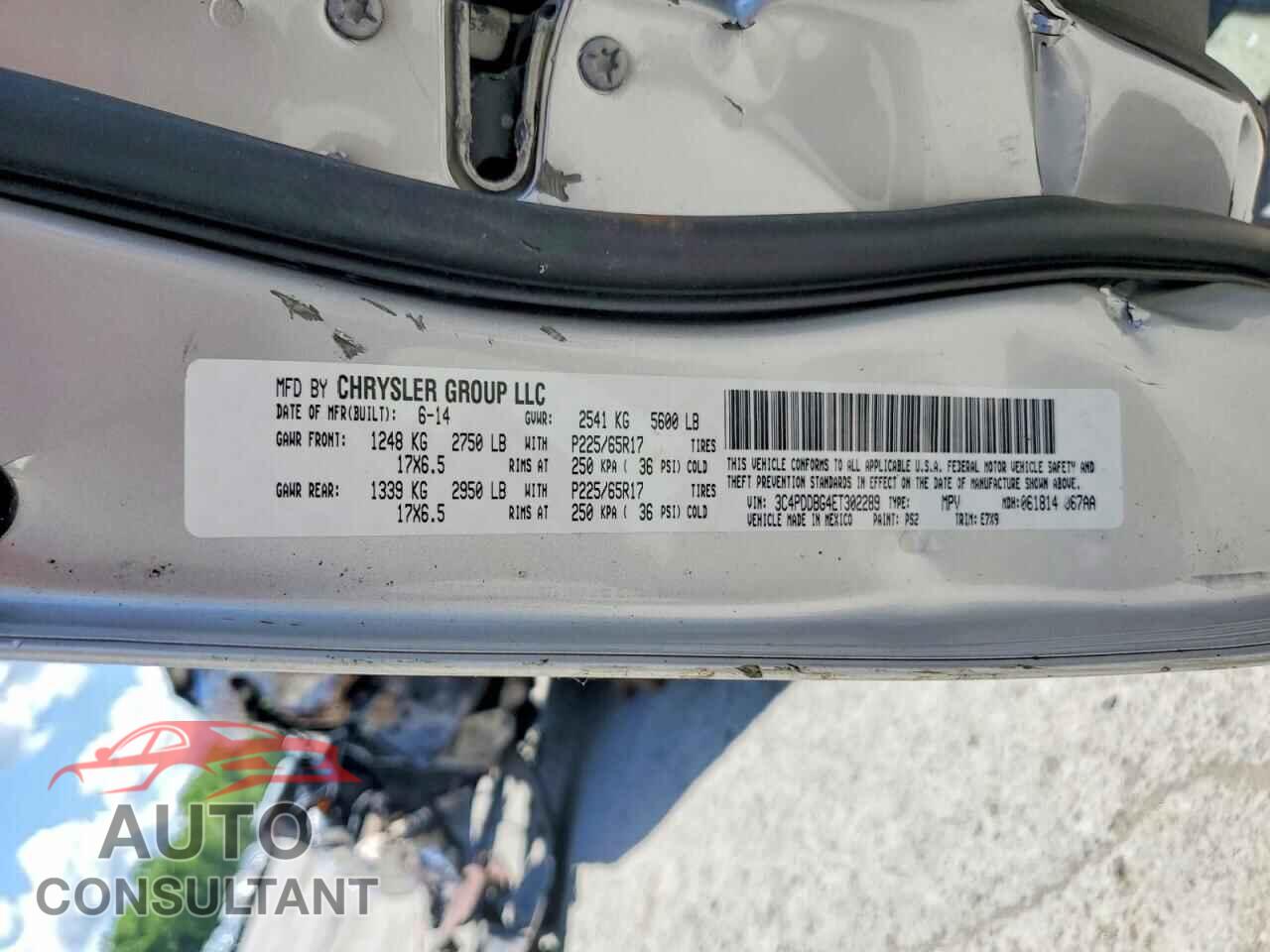 DODGE JOURNEY 2014 - 3C4PDDBG4ET302289