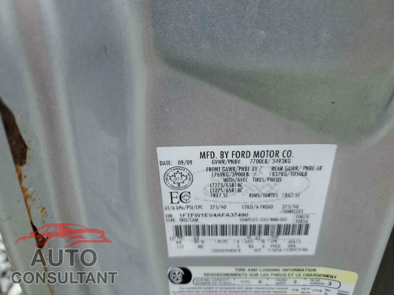 FORD F-150 2010 - 1FTFW1EV4AFA37490