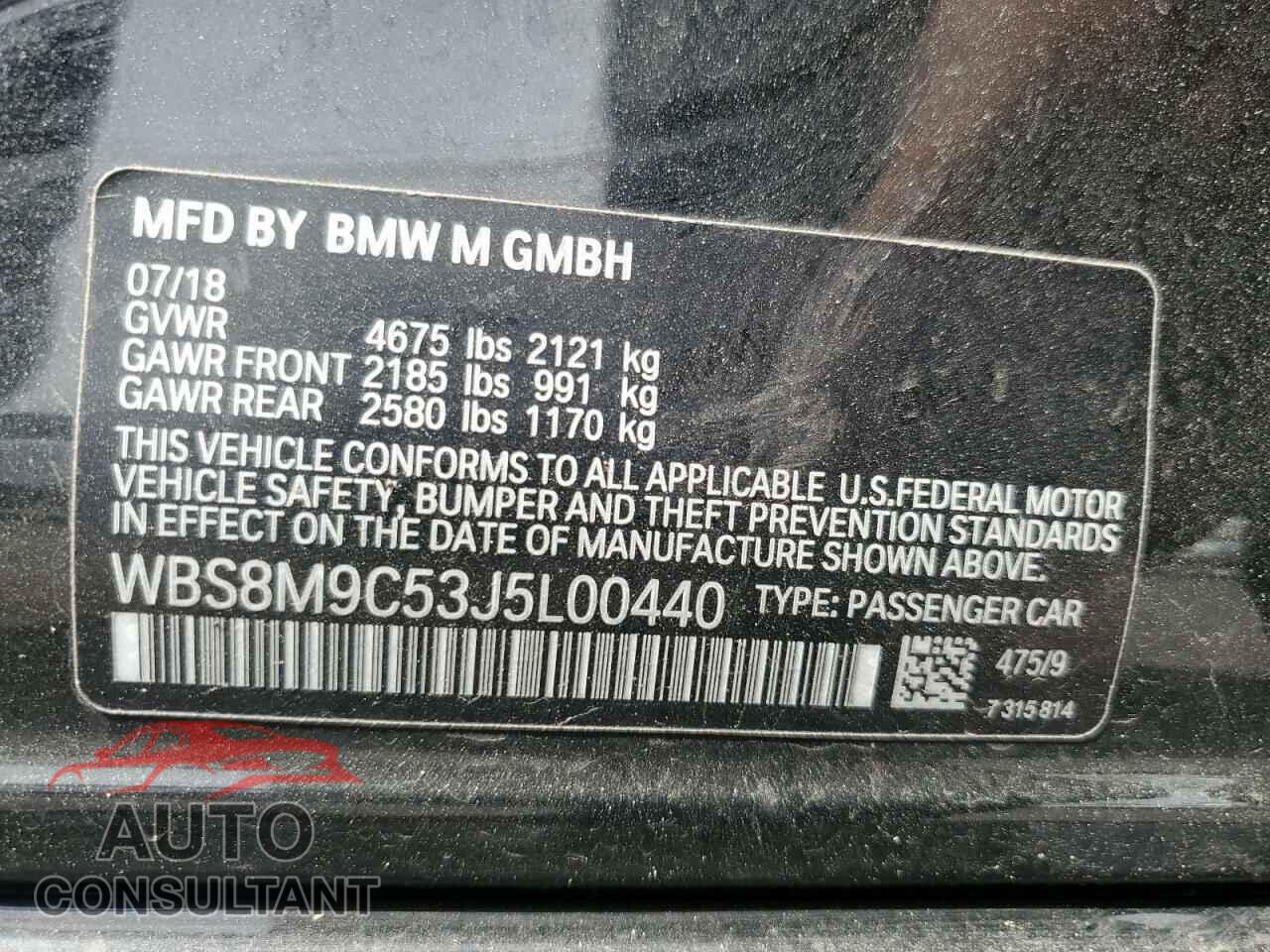 BMW M3 2018 - WBS8M9C53J5L00440