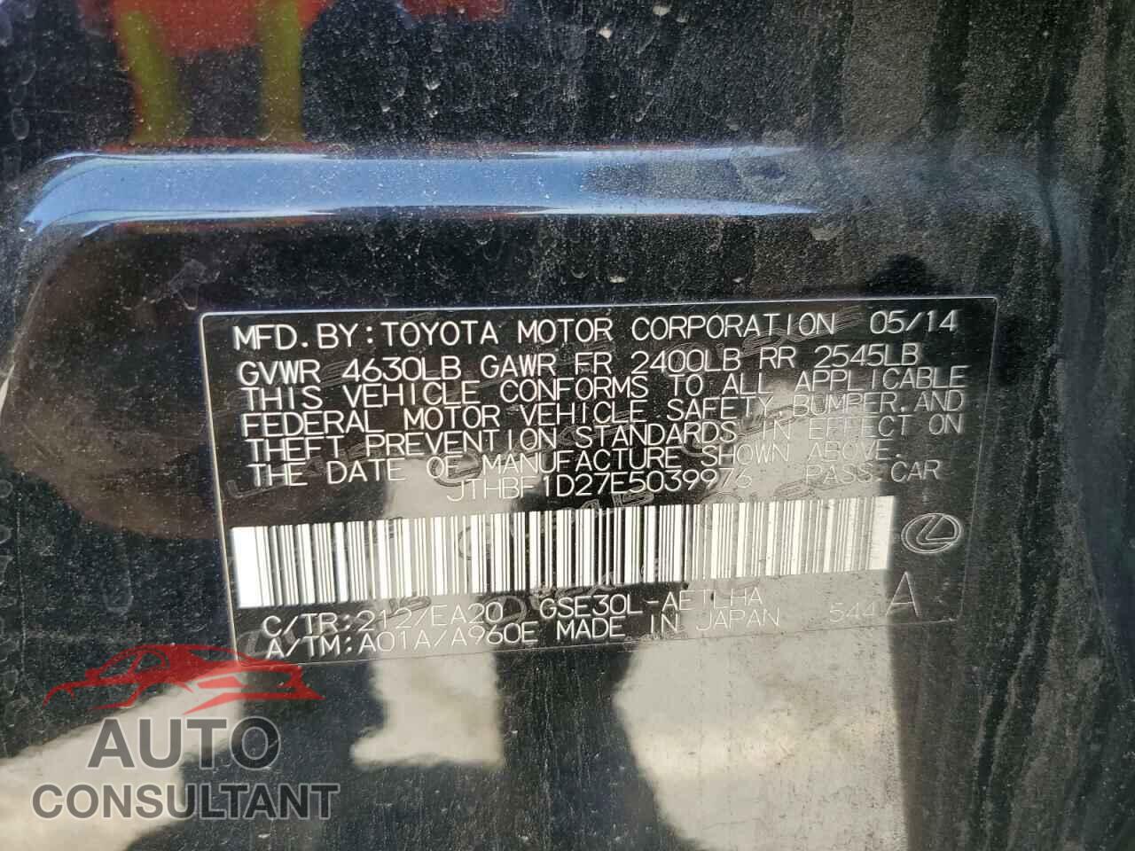 LEXUS IS 2014 - JTHBF1D27E5039976