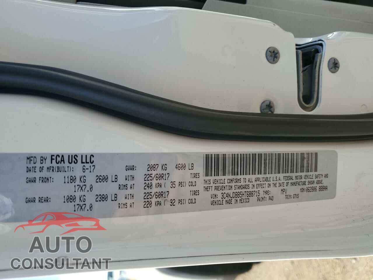 JEEP COMPASS 2017 - 3C4NJDBB5HT688715