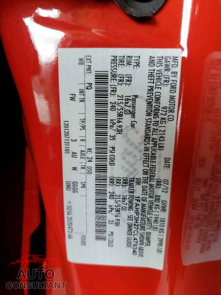FORD FOCUS 2012 - 1FAHP3H27CL479340
