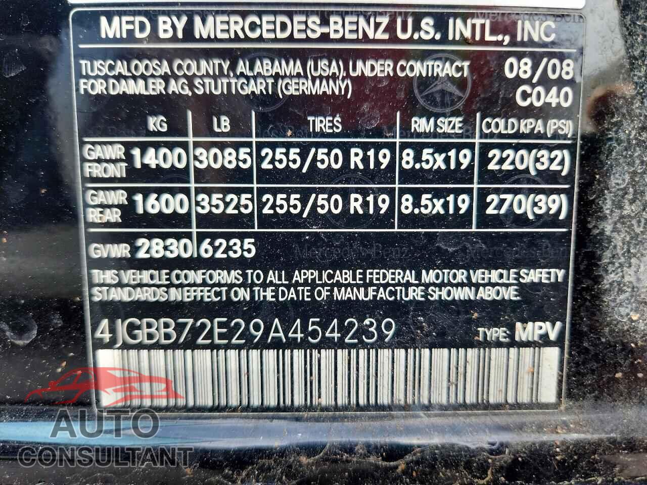 MERCEDES-BENZ M-CLASS 2009 - 4JGBB72E29A454239