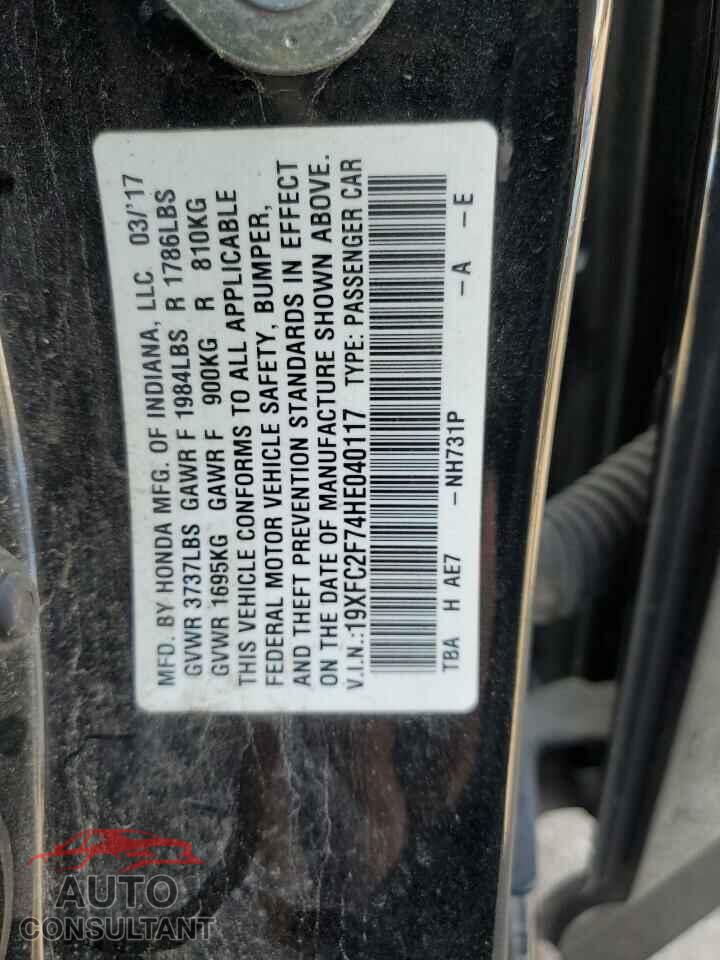 HONDA CIVIC 2017 - 19XFC2F74HE040117