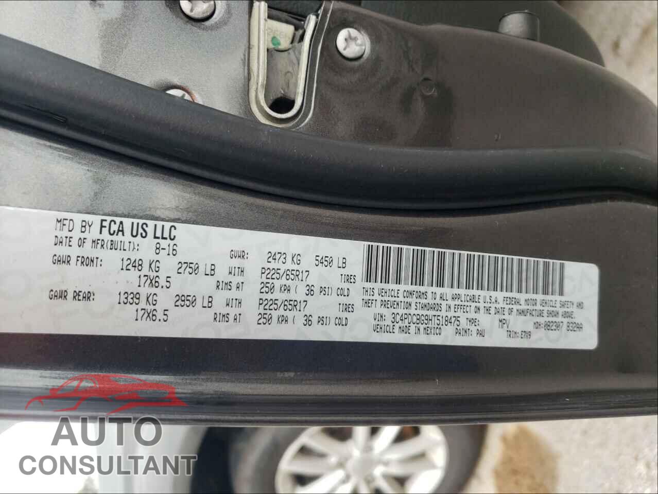 DODGE JOURNEY 2017 - 3C4PDCBG9HT518475