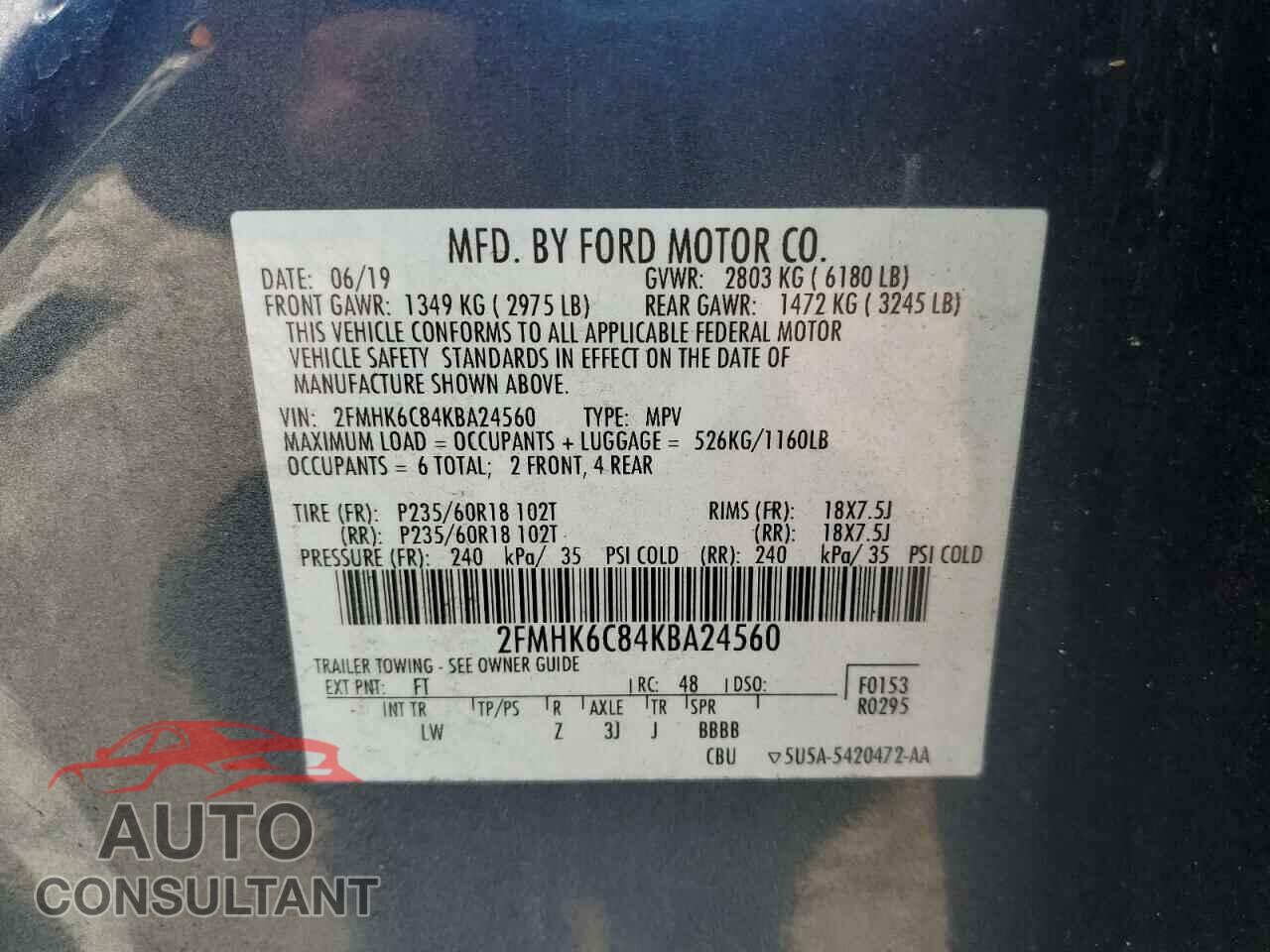 FORD FLEX 2019 - 2FMHK6C84KBA24560