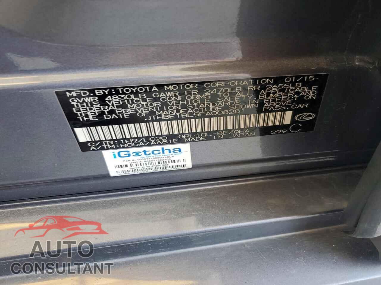LEXUS GS350 2015 - JTHBE1BL5FA008281