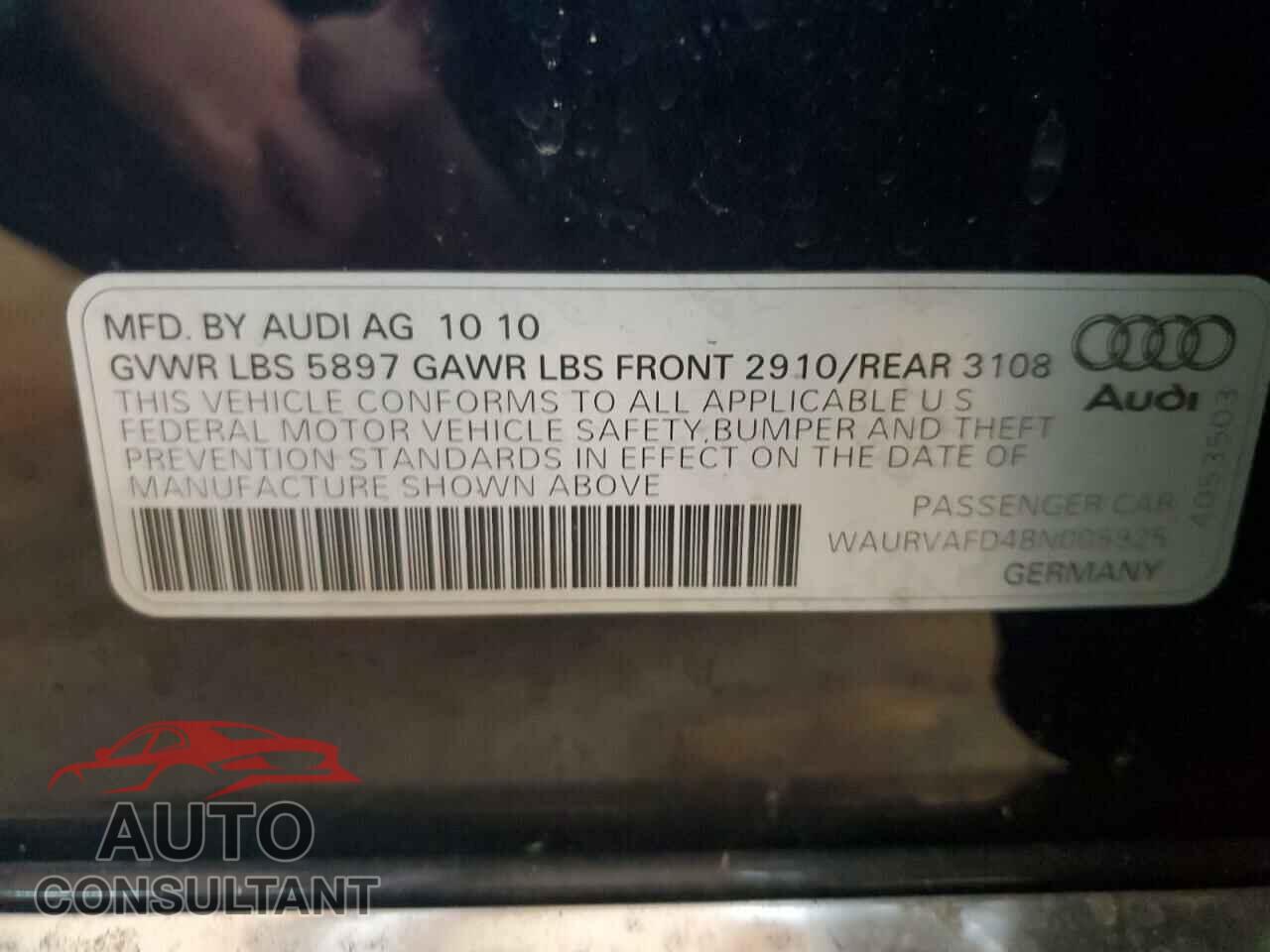 AUDI A8 2011 - WAURVAFD4BN005925