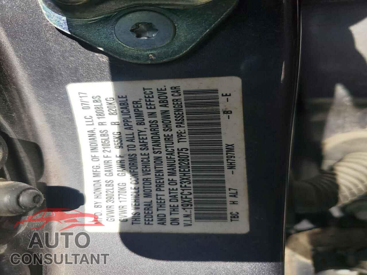 HONDA CIVIC 2017 - 19XFC1F3XHE028075
