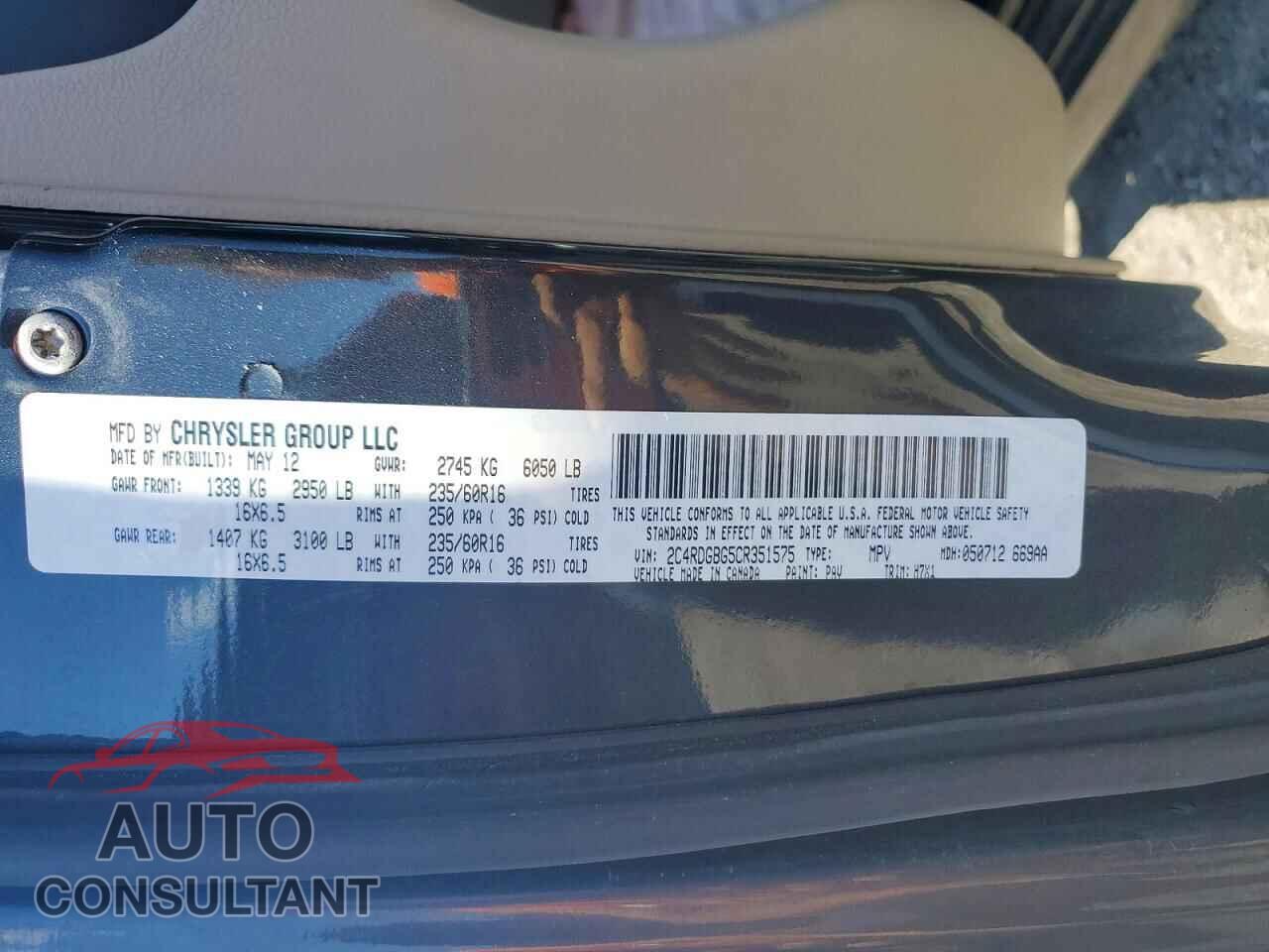 DODGE CARAVAN 2012 - 2C4RDGBG5CR351575