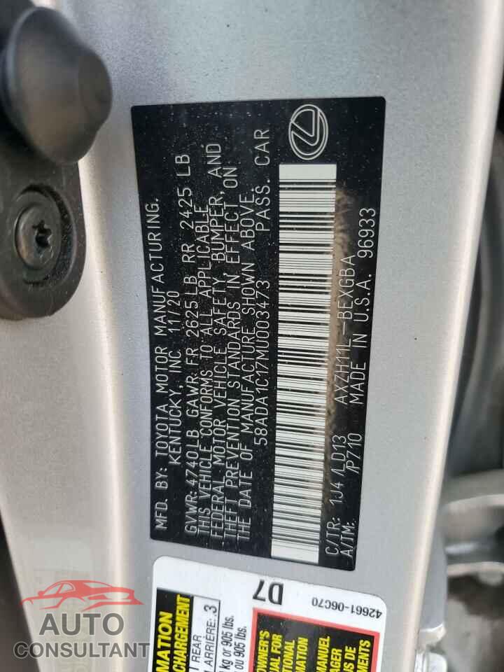 LEXUS ES300 2021 - 58ADA1C17MU003473