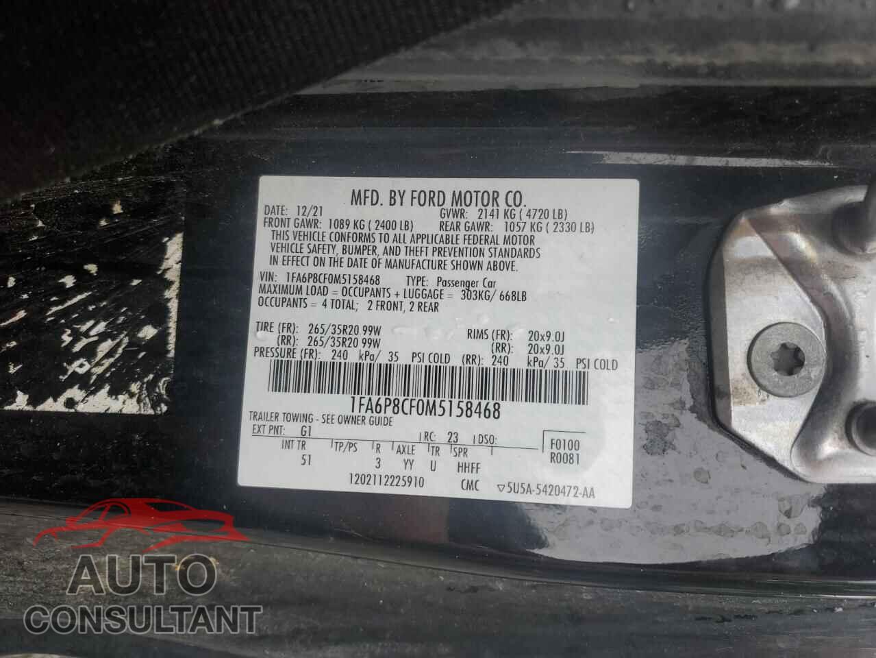 FORD MUSTANG 2021 - 1FA6P8CF0M5158468