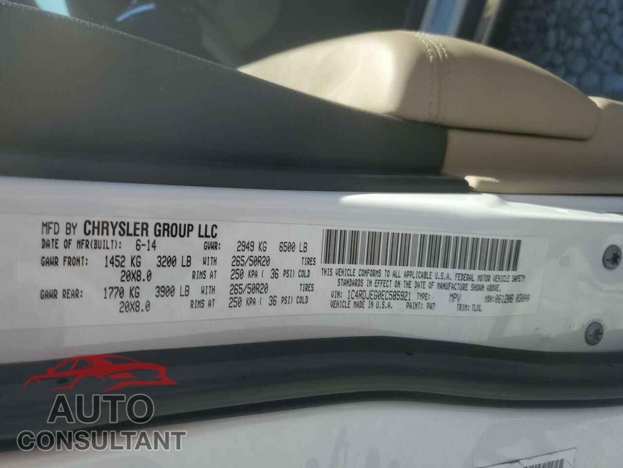 DODGE DURANGO 2014 - 1C4RDJEG0EC585921