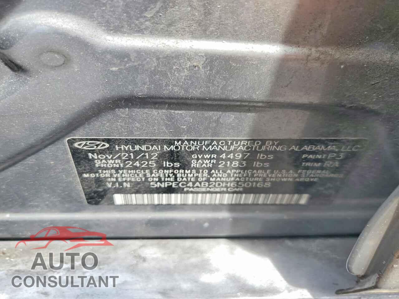 HYUNDAI SONATA 2013 - 5NPEC4AB2DH650168