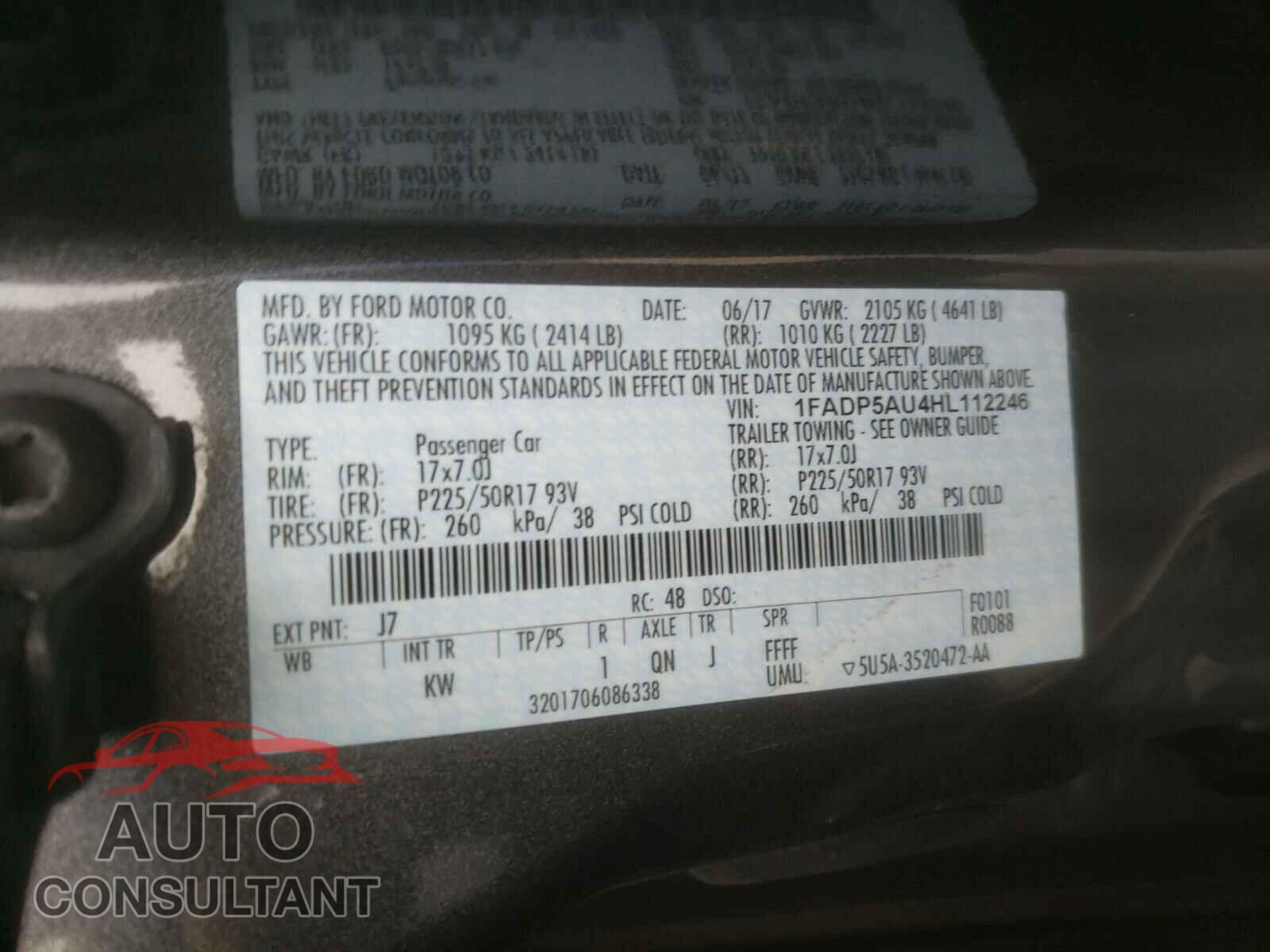 FORD CMAX 2017 - 1FADP5AU4HL112246