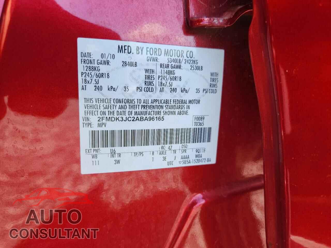 FORD EDGE 2010 - 2FMDK3JC2ABA96165