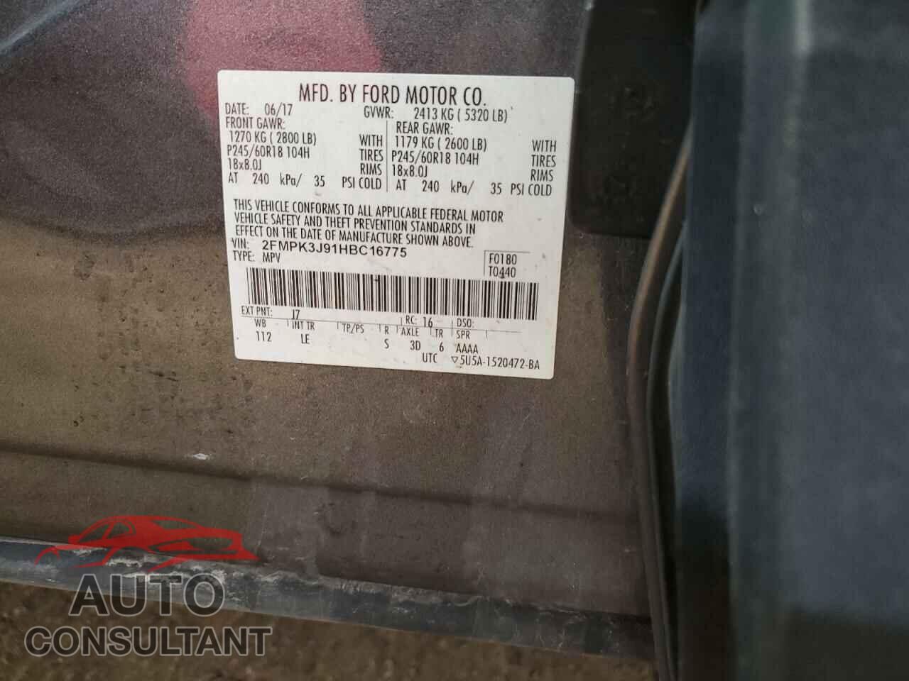 FORD EDGE 2017 - 2FMPK3J91HBC16775