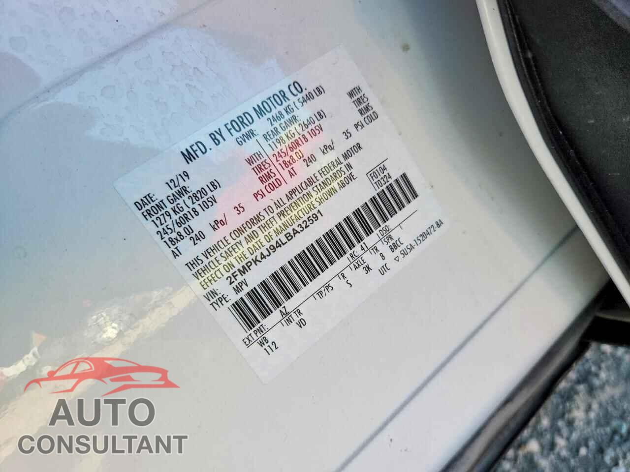 FORD EDGE 2020 - 2FMPK4J94LBA32591