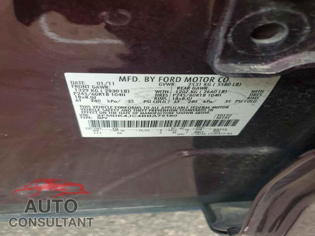 FORD EDGE 2011 - 2FMDK4JC4BBA75180