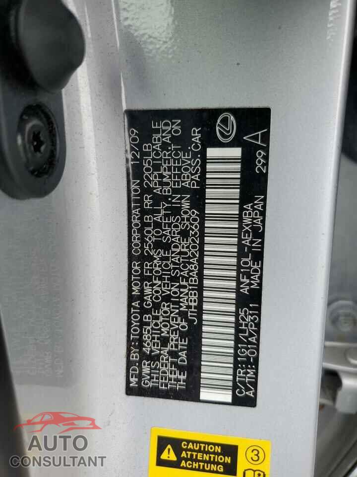 LEXUS HS 2010 - JTHBB1BA8A2023609