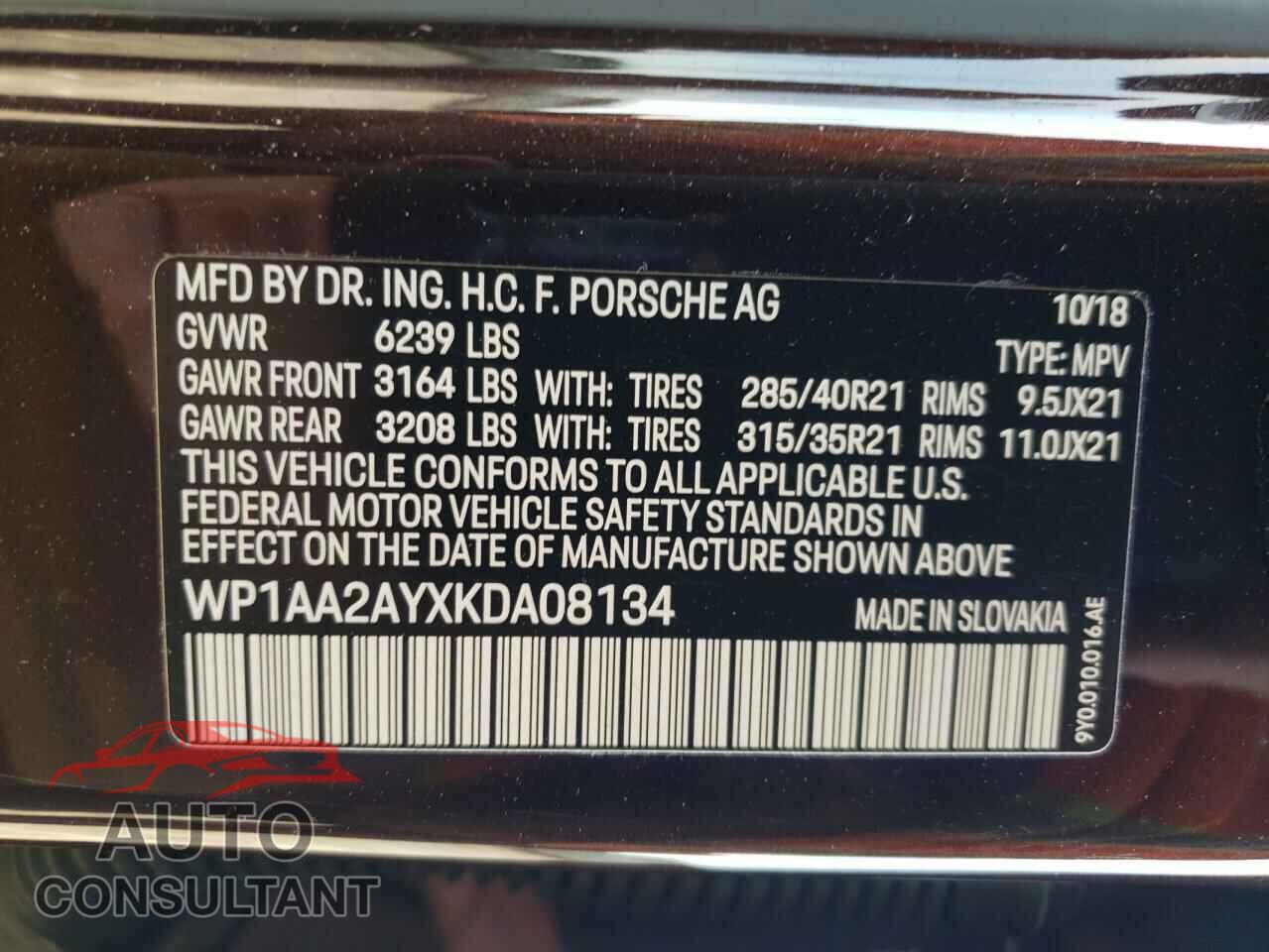 PORSCHE CAYENNE 2019 - WP1AA2AYXKDA08134