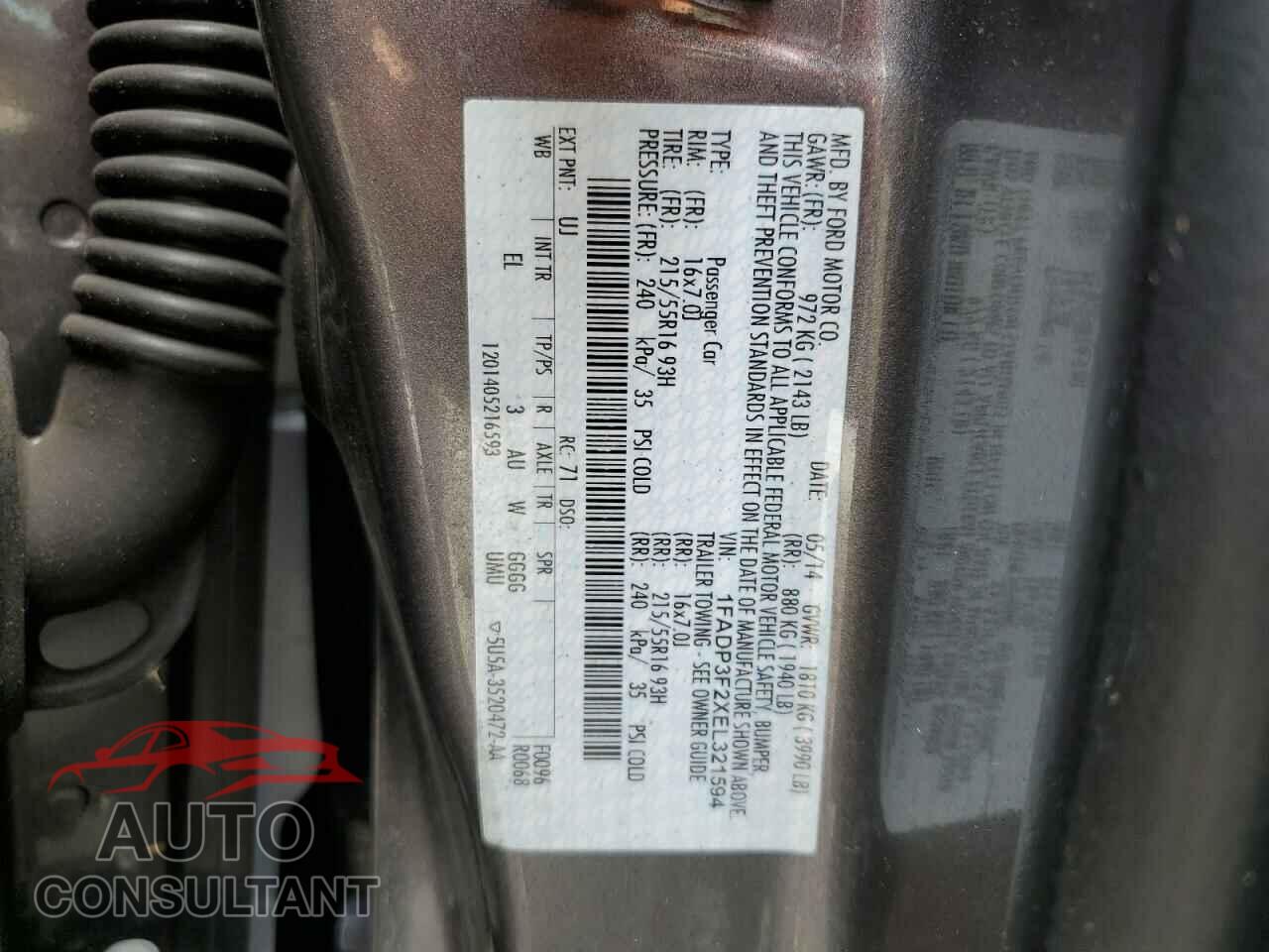 FORD FOCUS 2014 - 1FADP3F2XEL321594