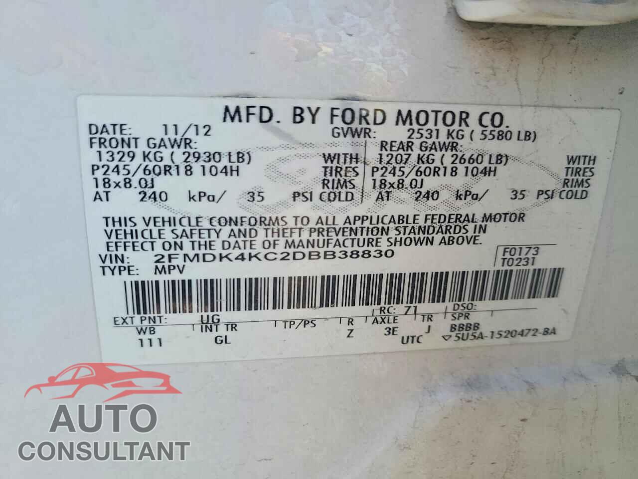 FORD EDGE 2013 - 2FMDK4KC2DBB38830