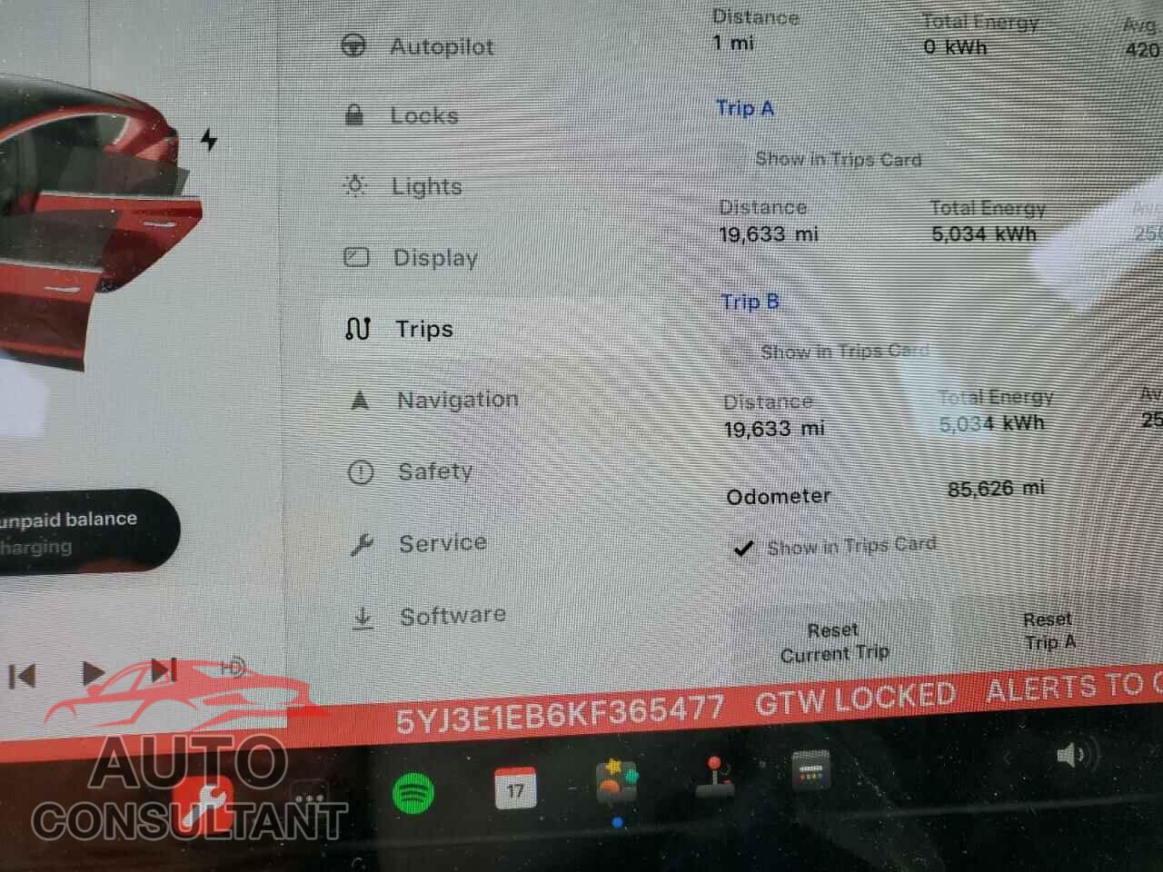 TESLA MODEL 3 2019 - 5YJ3E1EB6KF365477