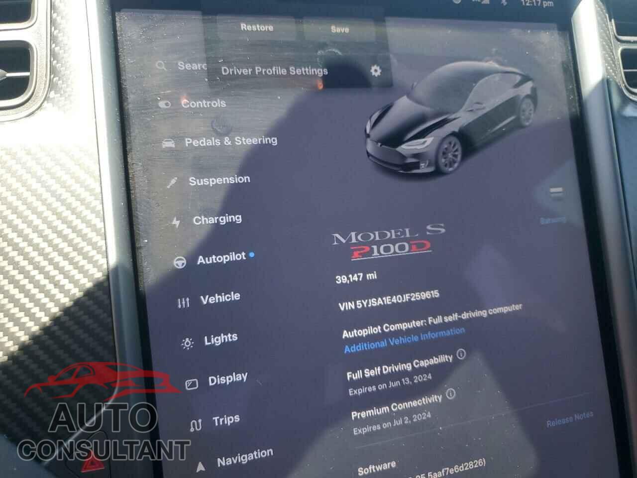 TESLA MODEL S 2018 - 5YJSA1E40JF259615