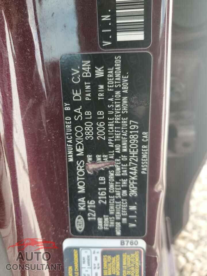 KIA FORTE 2017 - 3KPFK4A72HE098197