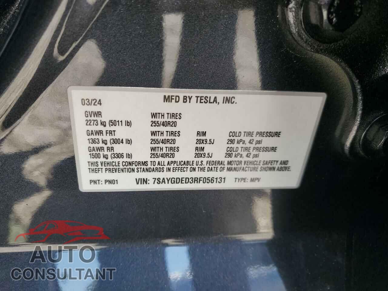 TESLA MODEL Y 2024 - 7SAYGDED3RF056131