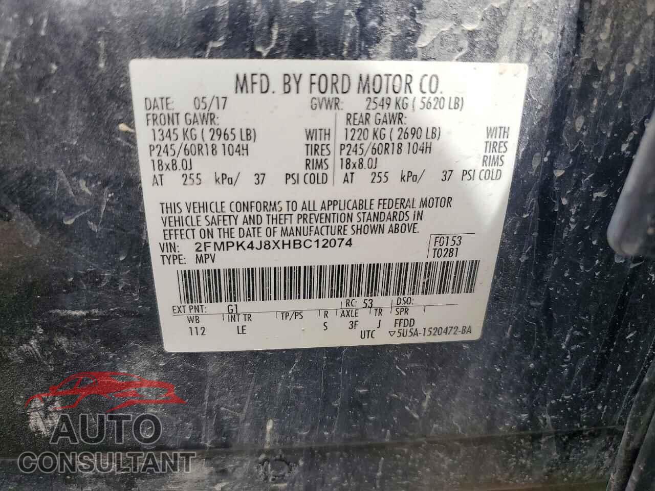 FORD EDGE 2017 - 2FMPK4J8XHBC12074