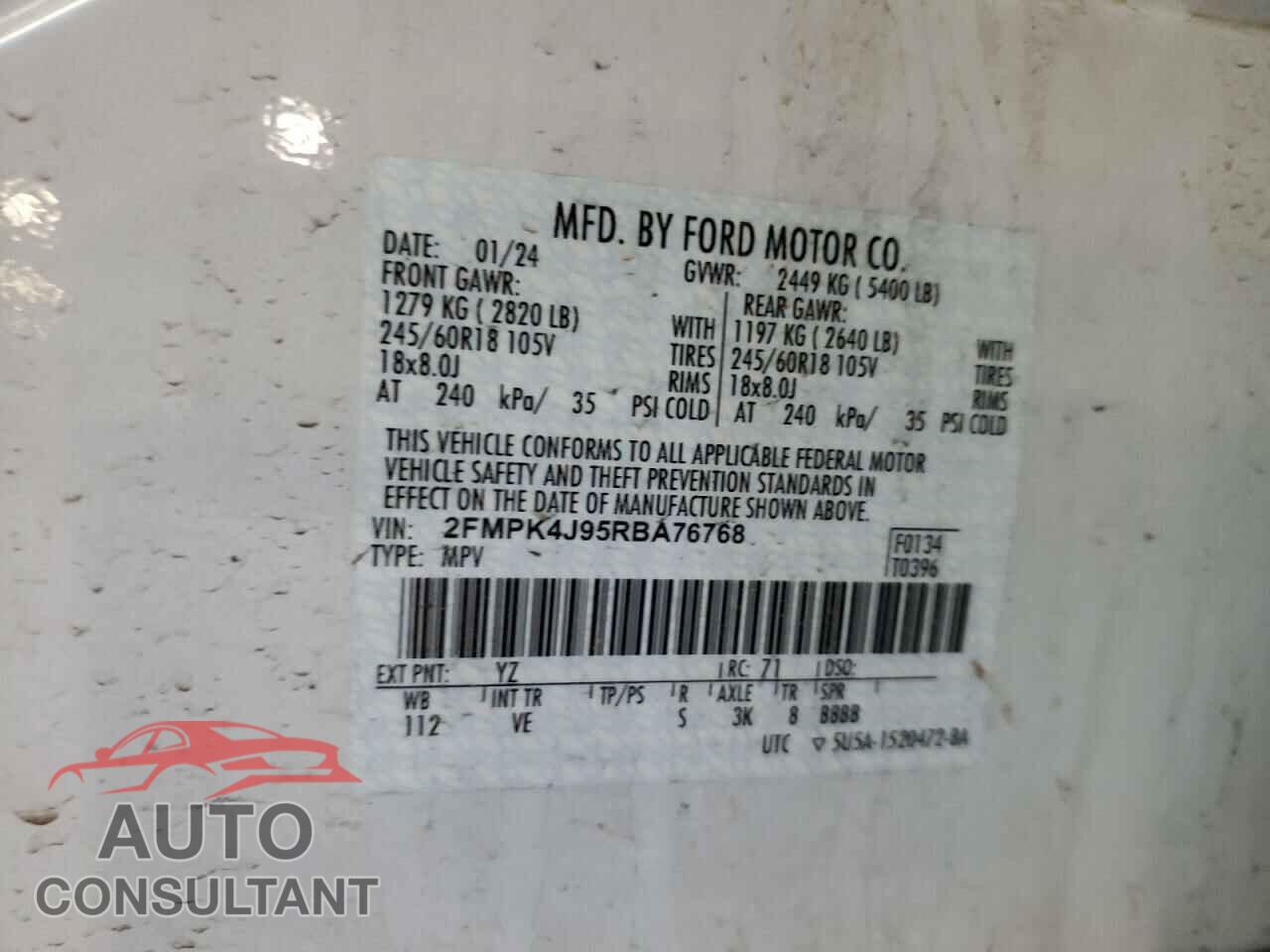 FORD EDGE 2024 - 2FMPK4J95RBA76768