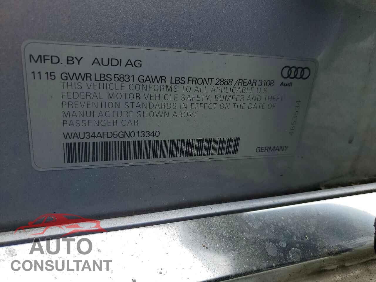 AUDI A8 2016 - WAU34AFD5GN013340