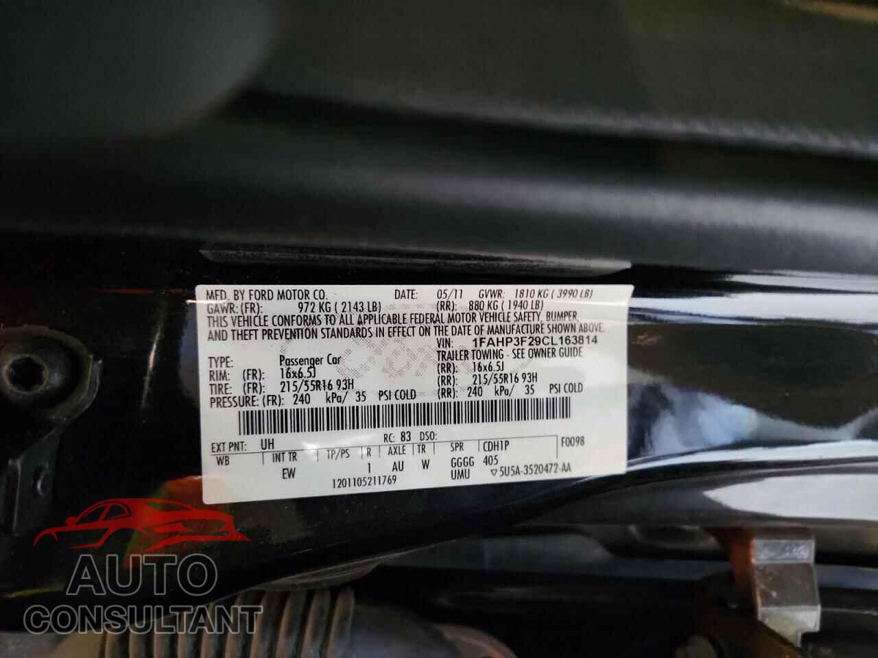 FORD FOCUS 2012 - 1FAHP3F29CL163814