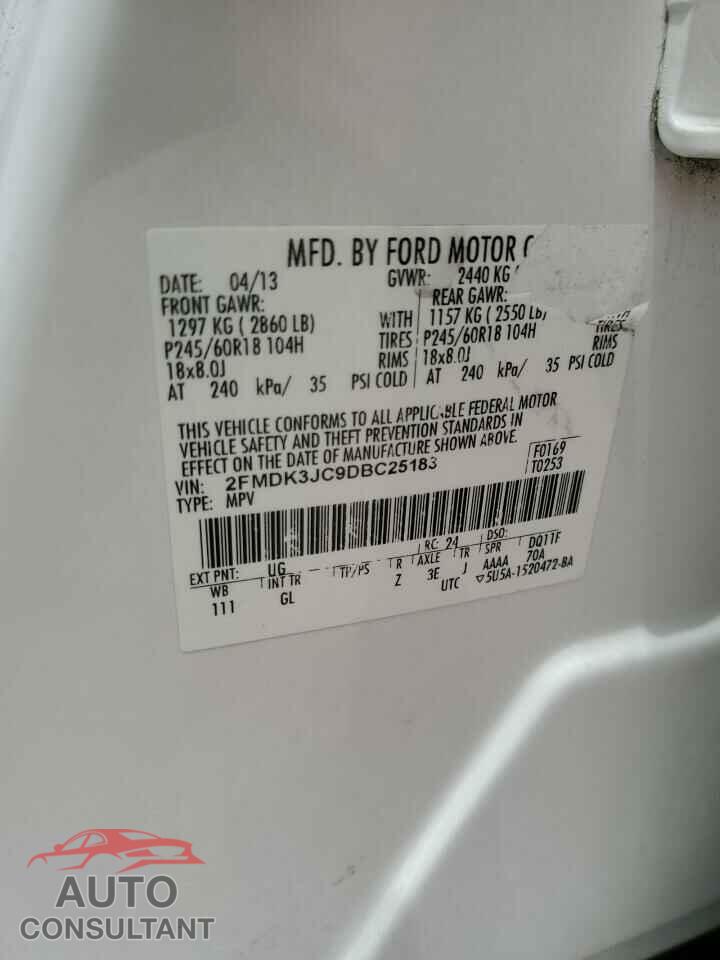 FORD EDGE 2013 - 2FMDK3JC9DBC25183