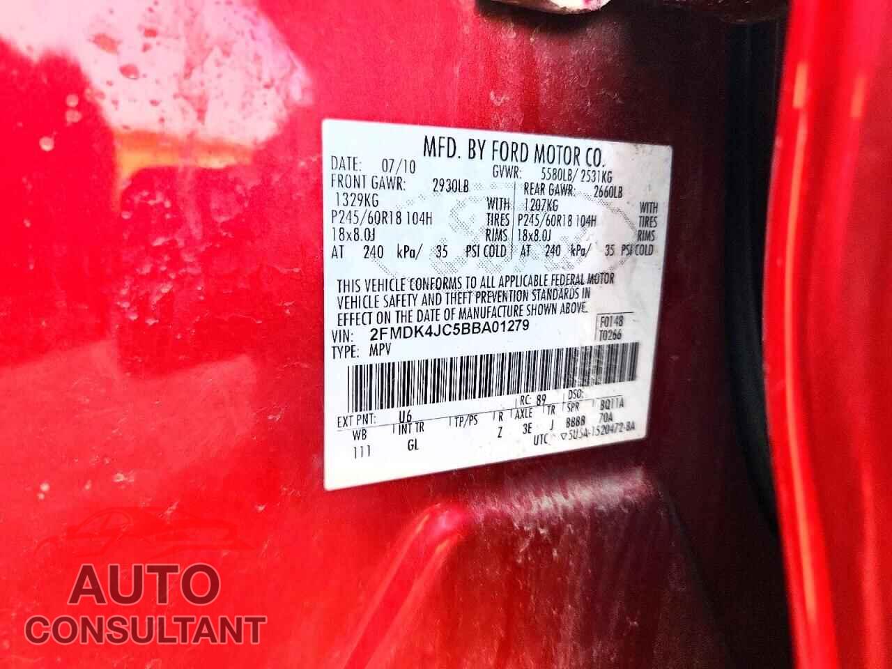 FORD EDGE 2011 - 2FMDK4JC5BBA01279