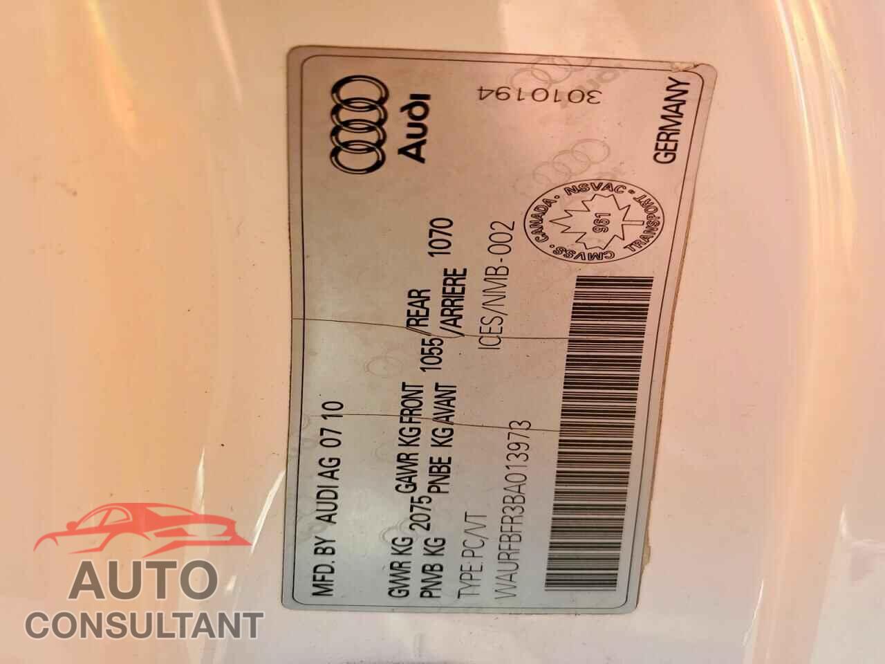 AUDI A5 2011 - WAURFBFR3BA013973
