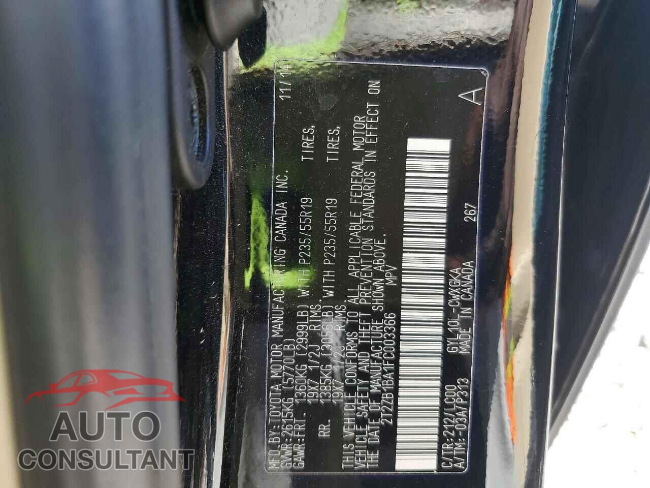 LEXUS RX450 2015 - 2T2ZB1BA1FC003366