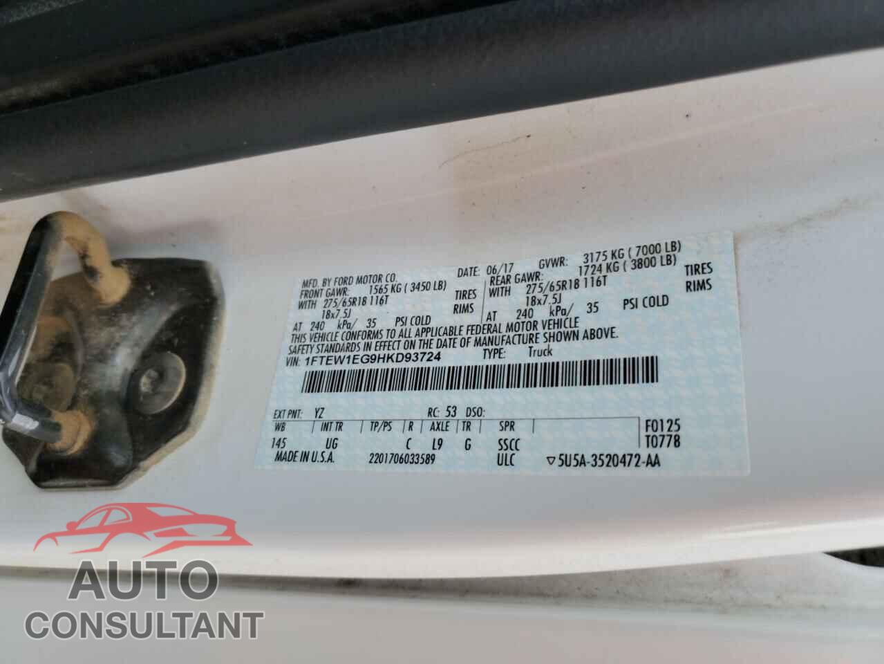 FORD F-150 2017 - 1FTEW1EG9HKD93724