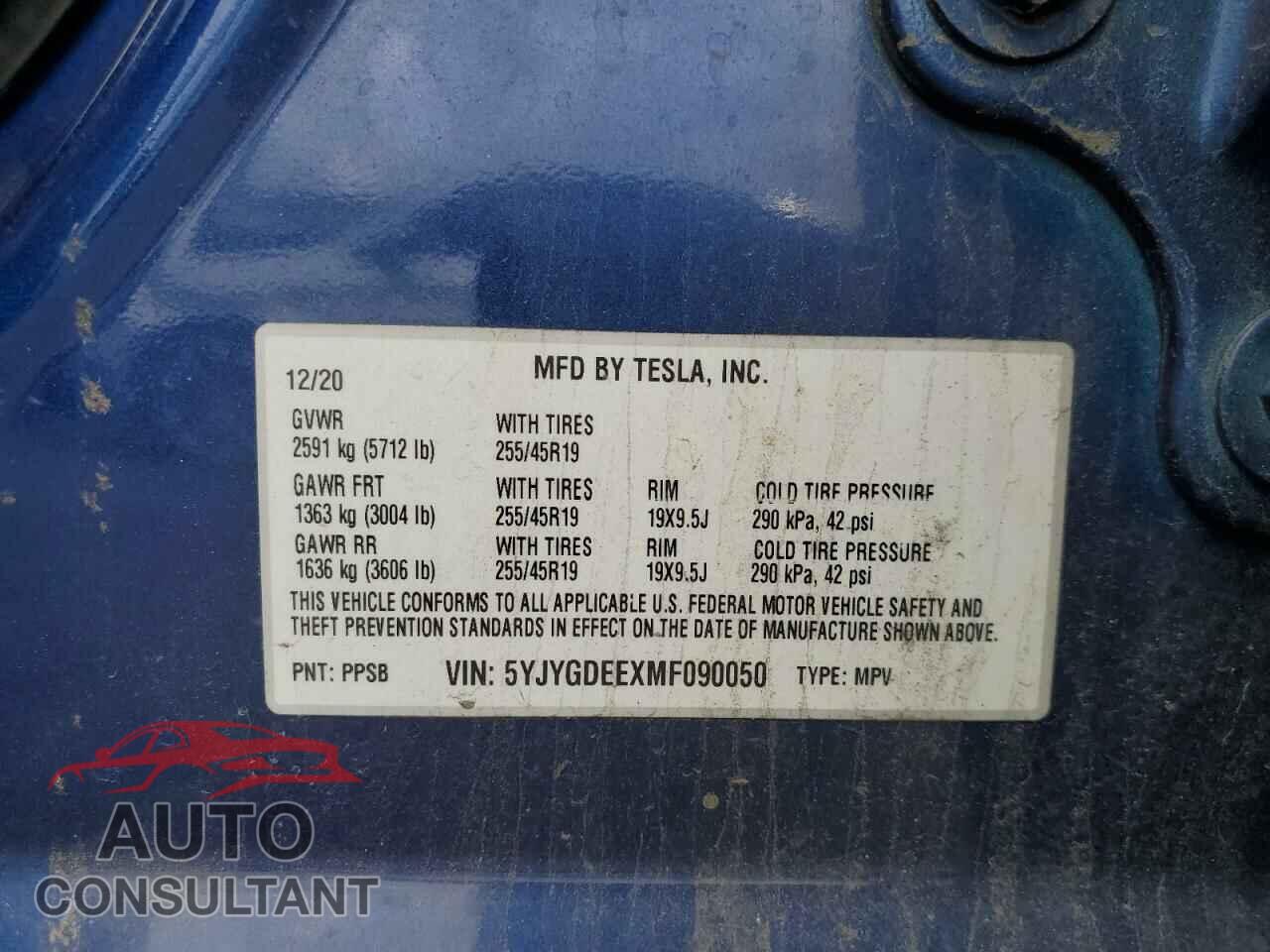 TESLA MODEL Y 2021 - 5YJYGDEEXMF090050