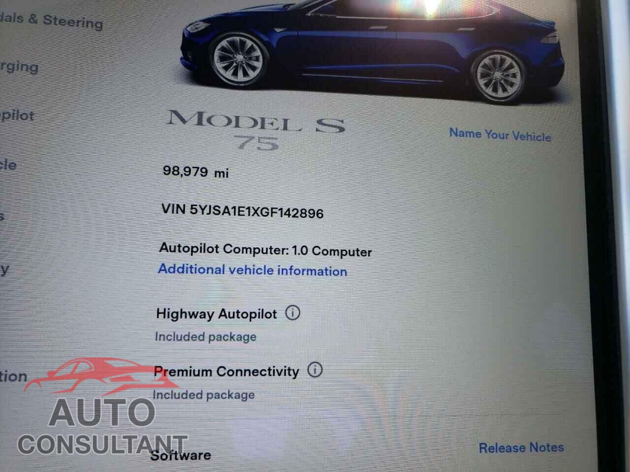 TESLA MODEL S 2016 - 5YJSA1E1XGF142896