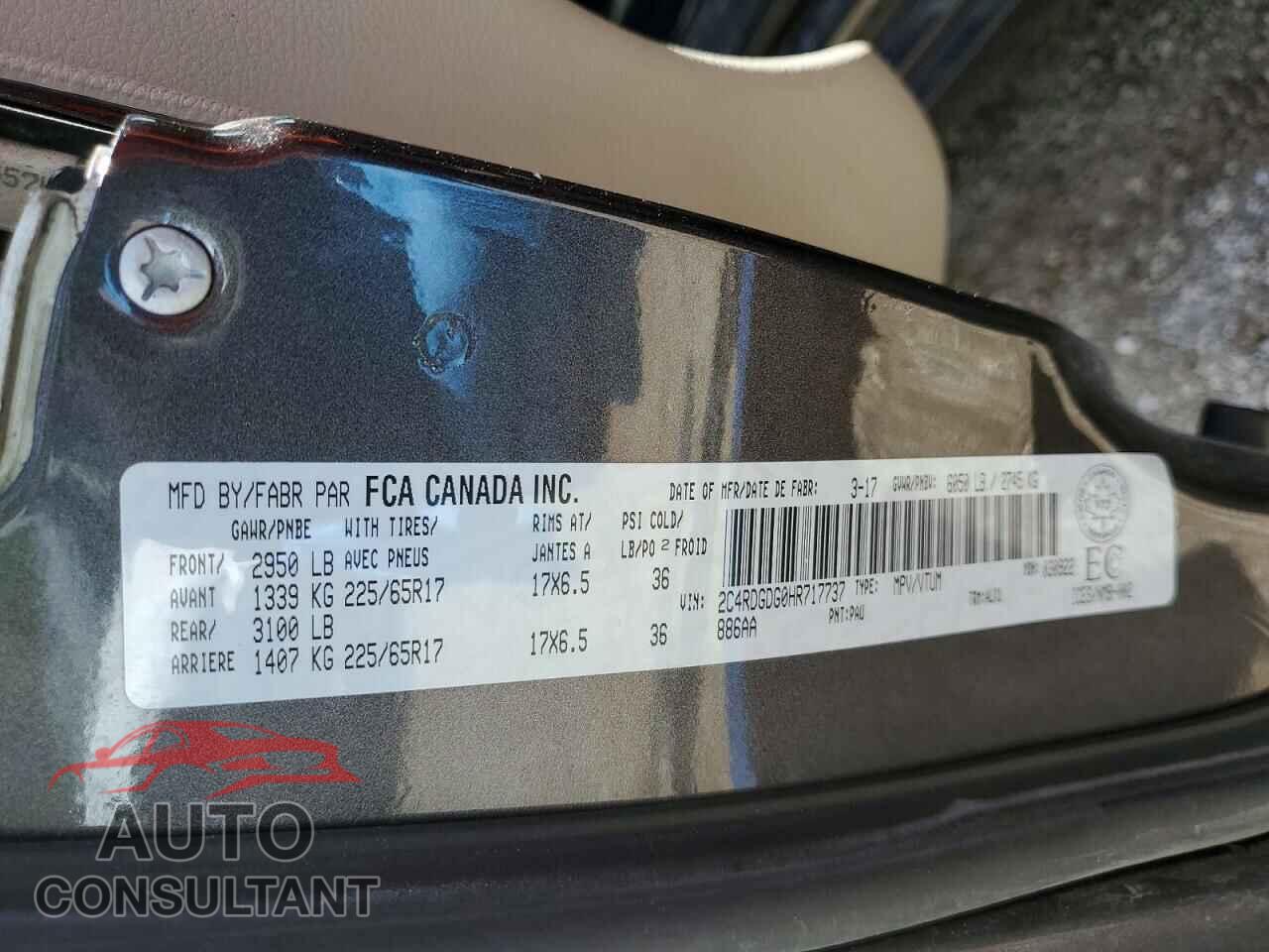 DODGE CARAVAN 2017 - 2C4RDGDG0HR717737