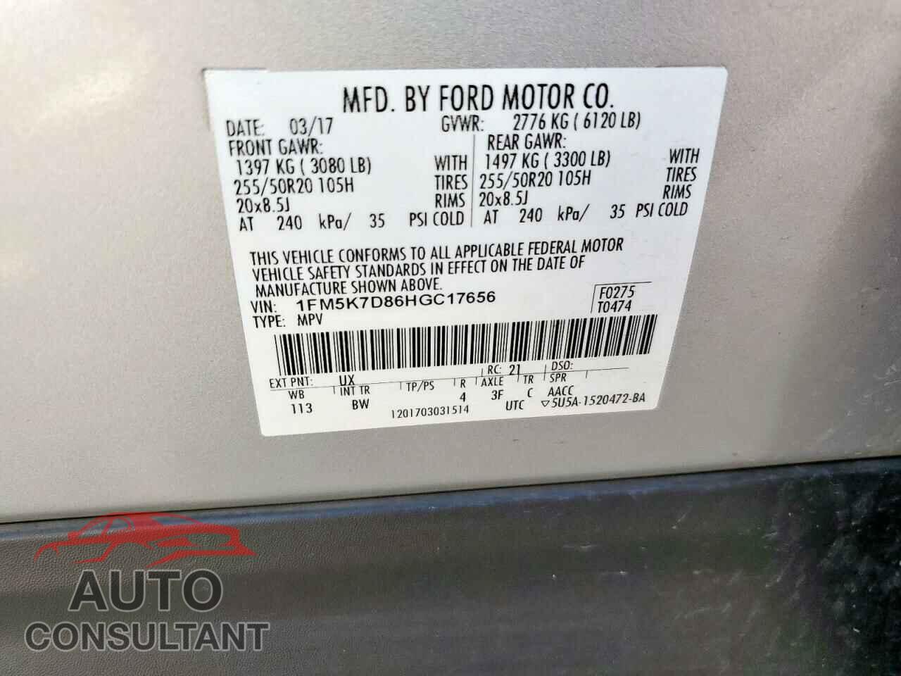 FORD EXPLORER 2017 - 1FM5K7D86HGC17656