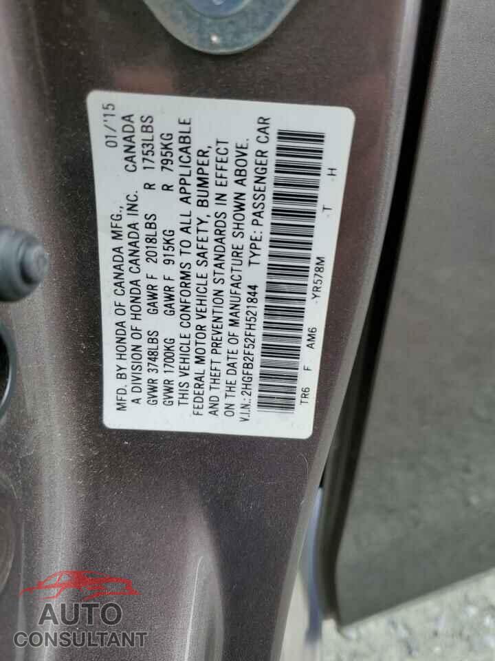 HONDA CIVIC 2015 - 2HGFB2F52FH521844