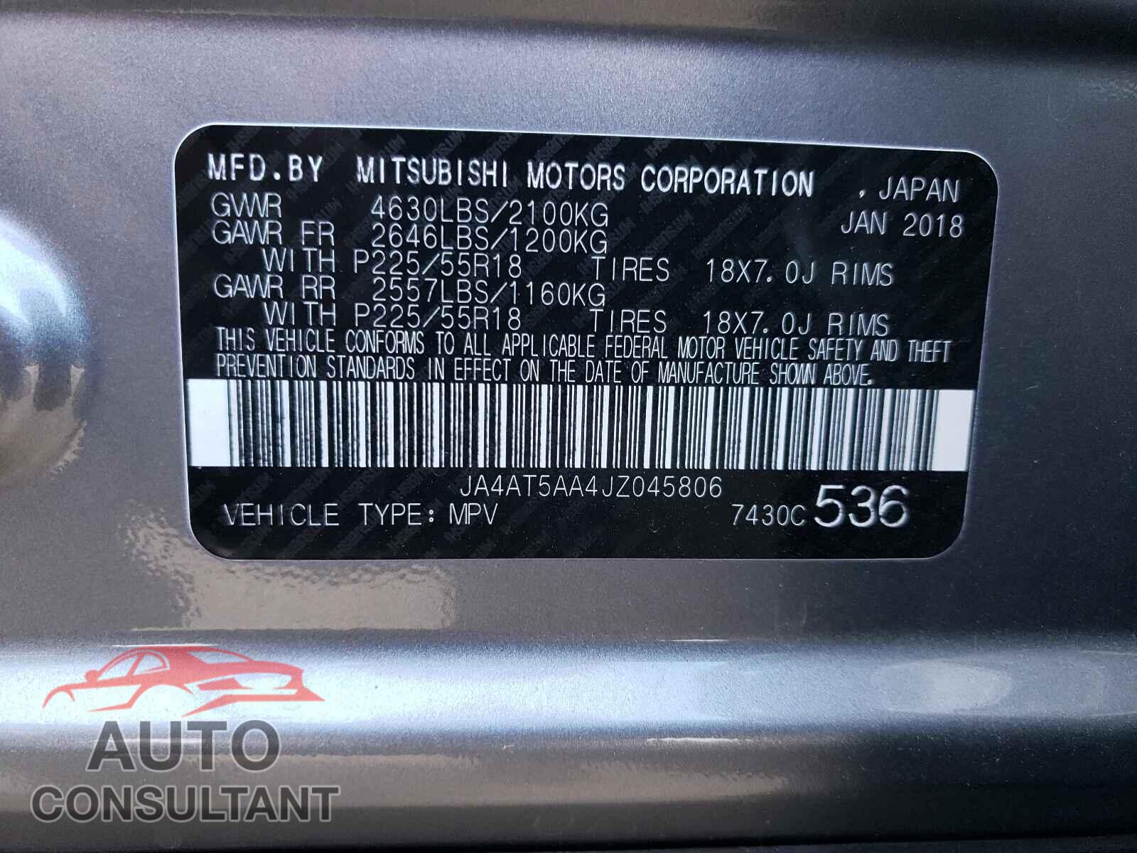 MITSUBISHI ECLIPSE 2018 - JA4AT5AA4JZ045806